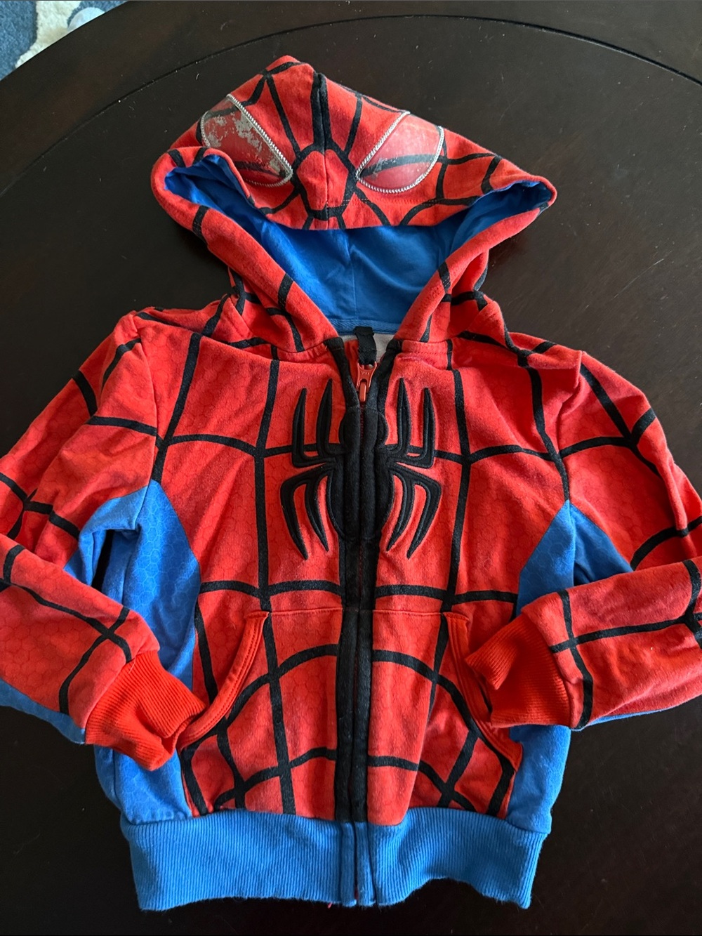 Little Sleepies Red and Blue Spider Web Hooded Zip Sweatshirt